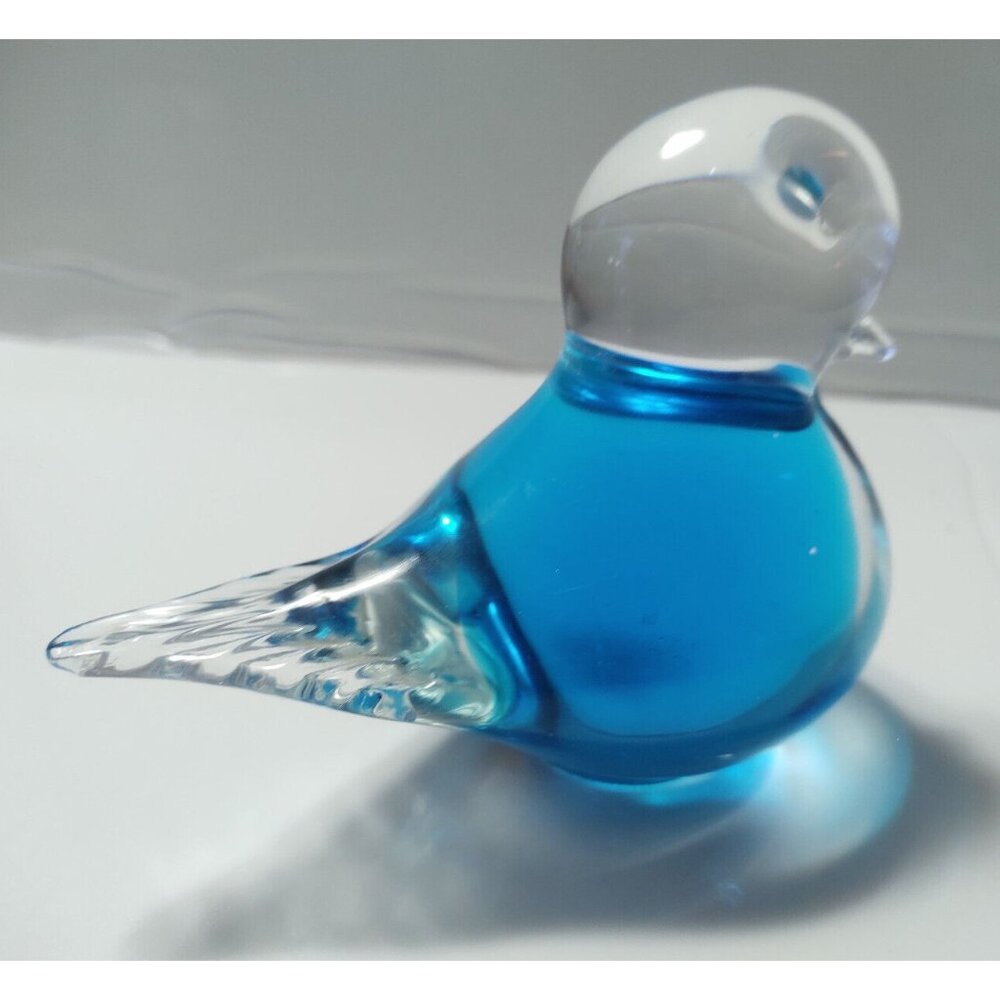 Vintage Swedish Bluebird of Happiness Handblown Art Glass Eneryda Sweden 4 1/2"